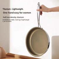 Wajan Penggorengan Stainless Steel 3 Lapis Modern dengan Dasar Rata dan Tutup Kaca Kapasitas 3-4L untuk Memasak di Kompor Induksi.