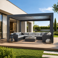 Abri de barbecue moderne incurvé 24x15m avec structure métallique, couverture imperméable pour patio, jardin, gazebo de jardin, terrasse