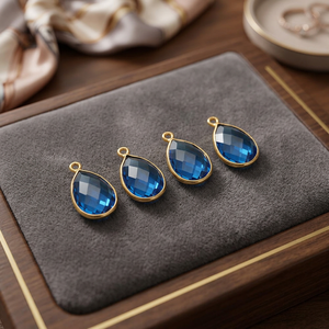 Natural London Blue Topaz 12x16mm Faceted Pear Shape Gemstone Vintage Unisex <b>Charm</b> Pendant Gold Plated 925 Sterling Silver Bezel - Product Image 2