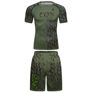 Diseño de alta elasticidad Cody Poliéster Spandex Rash Guard Set <span class=keywords><strong>Muay</strong></span> <span class=keywords><strong>Thai</strong></span> Camisa de compresión ajustada Ropa deportiva para hombres - Product Image 6