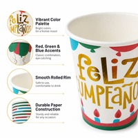 Gobelets en papier dorés « Feliz Cumpleanos » de haute qualité pour anniversaire, vente en gros, écologiques et jetables pour fêtes
