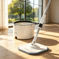 Système de nettoyage de sols Homettler : Serpillère et seau avec séparation eau propre/eau sale et essoreuse intégrée pour sols plats
