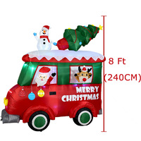 Logo gonflable de Noël Père Noël avec bonhomme de neige, renne, sapin de Noël, décoration de voiture à LED pour rehausser l'ambiance des fêtes en extérieur