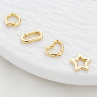Vente en gros de bagues plaqué or à ressort ovales rondes en forme de cœur et d'étoile pour le bricolage de femmes et d'hommes colliers fermoirs de bijoux en alliage