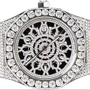 남성용 럭셔리 고급 스테인리스 스틸 VS 모이사나이트 스켈레톤 힙합 시계 기계식 무브먼트 20mm 밴드 폭 앤티크 글래스 - Product Image 1