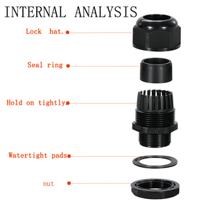 Glándulas de cable de alambre de nylon impermeables IP68 Tabla de tallas de prensaestopas de plástico dividido blanco y negro - Product Image 2