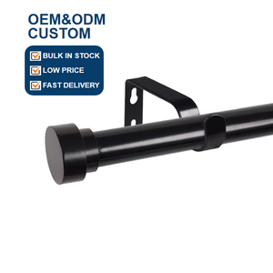 <span class=keywords><strong>Set</strong></span> tongkat tirai logam 25mm, <span class=keywords><strong>Set</strong></span> batang tirai logam hitam dengan pipa lipat riak untuk dekorasi rumah ruang tamu - Product Image 1