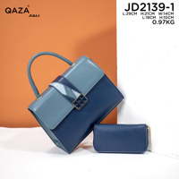 QAZA tas genggam bahu wanita bahan PU, tas dompet, tas tangan bentuk bantal, anti air, bahan PU, dengan penutup pengait dan pemegang kartu