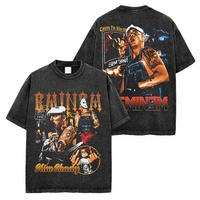 Camisetas Gráficas de Hip Hop con Logotipo Personalizado DTG, 100% Algodón Tejido, Estilo Desgastado, Banda de Rock, Alta Calidad, Lavado Ácido, 260 g/m², Talla Grande