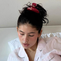 Pince à Cheveux Grande Taille Style Personnalisable pour Fille, Accessoire Cheveux Requin Rouge en Acétate