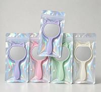 Cermin Rias Genggam Bulat Kompak Motif Kucing Lucu Plastik Kecil Mini untuk Anak Perempuan Perjalanan Touch Up Grosir Logo Kustom Hadiah
