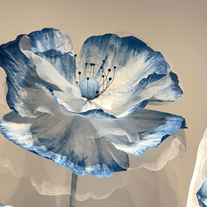 Décoration de mariage <span class=keywords><strong>fleurs</strong></span> ouverture et fermeture <span class=keywords><strong>fleurs</strong></span> bleu blanc Halo teinture artisanat 3d papier énorme grande fleur géante fleur - Product Image 4