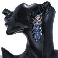BELLEWORLD, venta al por mayor, pendientes de tuerca de búho de cristal coloridos Vintage, último diseño, pendiente de aro de Animal bonito, joyería de diamantes de imitación para mujer