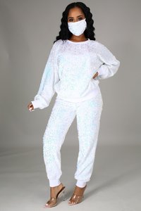 Prodotti Più Venduti <span class=keywords><strong>Online</strong></span>: Elegante Abbigliamento Casual da <span class=keywords><strong>Donna</strong></span> <span class=keywords><strong>Taglie</strong></span> Forti, Set Due Pezzi a Maniche Lunghe con Paillettes - Product Image 6