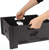 Vente en gros usine – Doublure de foyer en métal pliable de 15,8 pouces pour camping extérieur, résistante aux hautes températures, pour bois de chauffage