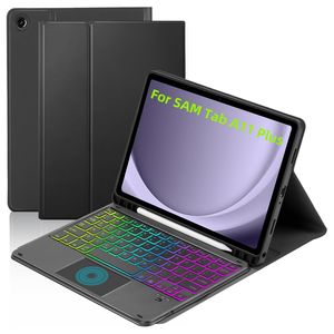 Étui pour tablette avec clavier rétroéclairé en cuir PU de style livre pour <span class=keywords><strong>Samsung</strong></span> <span class=keywords><strong>Galaxy</strong></span> Tab A11 Plus X230 X236 11 pouces, <span class=keywords><strong>housse</strong></span> folio - Product Image 1