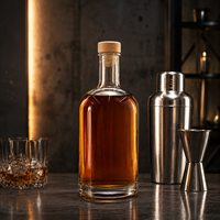 Bouteille en verre transparente cylindrique classique de 500 ml, la bouteille vide convient au whisky, au brandy et au vin de fruits