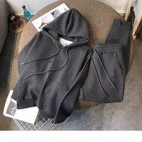 Vêtements d'Hiver pour Femme Ensemble Deux Pièces Décontracté Survêtement à Capuche et Pantalon avec Lettres Imprimées Molleton Ample