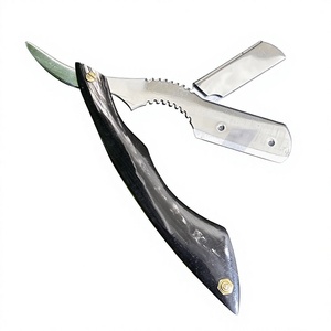 IKZARSA <b>Straight</b> Razor Super Stainless Steel Blade Buffalo Horn Handle Single Blade Outdoor Shaving Men Barber Shop Use - Product Image 2