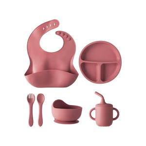 Set de Alimentación de Silicona para Bebés, Vajilla Infantil, Baberos de Silicona para Niños Pequeños, Plato, Tazón, Set de Platos y Utensilios para Comer - Product Image 1
