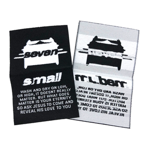 Fabricación de fábrica Camisetas lavables Tamaño Cuello Etiqueta Accesorios de ropa Etiquetas tejidas con logotipo personalizado - Product Image 1
