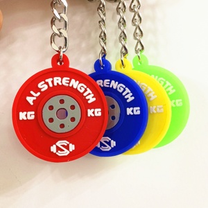Fitness Products Gift LOGO Customize Silicone or Alloy Metal Key Ring Bumper Plate <strong>Dumbbells</strong> Kettlebells Bumper Disc <strong>Keychain</strong> - Product Image 1