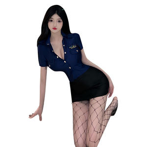 섹시 롤플레이 코스튬 - 코스프레용 에로틱 경찰관, 스튜어디스, 군 교관 란제리 세트 - Product Image 4