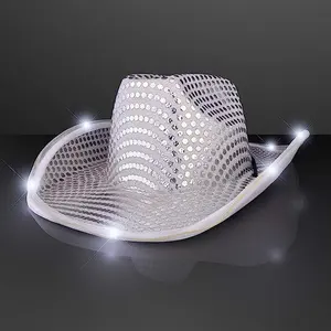 CUSTOM LED pink sequin glow light up funny festive shinny jazz birthday festival western party cowboy hat for adults party