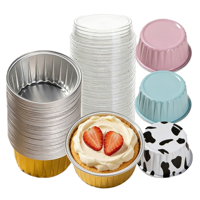 Lot de 50 moules à pâtisserie jetables en aluminium PET de 5 oz, mini moules à gâteaux avec couvercles, moules à muffins, 125 ml, résistants à la chaleur, pour poudings