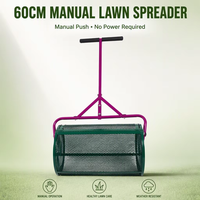 Épandeur de compost manuel 60 cm avec rouleau en maille, outil de dressage de pelouse résistant aux intempéries, vert, pour l'entretien des gazons de jardin