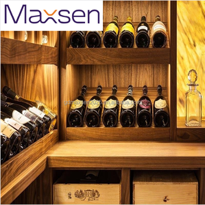 خزانة نبيذ أفقية بتصميم عتيق مع رف خشبي للنبيذ وعرض للتخزين - Product Image 6