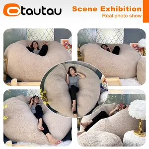 OTAUTAU Housse de <span class=keywords><strong>pouf</strong></span> <span class=keywords><strong>géant</strong></span> King Size sans rembourrage, douce et moelleuse, pour fauteuil <span class=keywords><strong>pouf</strong></span>, canapé, siège d'angle au sol, futon DD007 - Product Image 5
