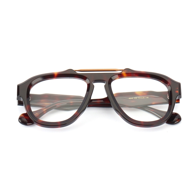 Factory Custom Logo Pilot Full-Rim Minimum Double Nose Bridge Acetate Lightweight Durable Myopic Optical Prescription Eyeglasses