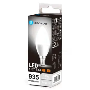 Lampadina LED C37 E14 10W 6500K - Efficiente, luce bianca fredda, ideale per l'illuminazione generale in ambienti domestici e di lavoro. - Product Image 1