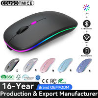 Souris plate sans fil Bluetooth rechargeable avec 2,4 GHz RGB 1600 DPI pour ordinateur portable, tablette, PC, Macbook, souris de jeu pour joueurs