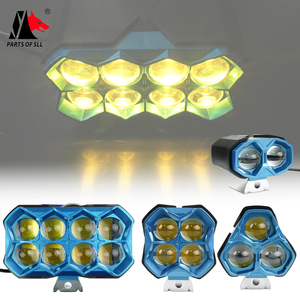 Nouveau système d'éclairage de <span class=keywords><strong>moto</strong></span> à 6 projecteurs LED bleus, double couleur (<span class=keywords><strong>blanc</strong></span> et jaune), feux externes avec phare 12V - Product Image 4