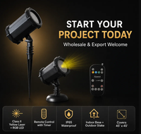 Lumière laser RGB Firefly, laser jaune de classe II, LED RGB, toile de fond colorée, IP65, 100-240V, ABS, pour jardin, cour, pelouse, arbres, terrasse, balcons