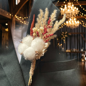 Boutonnière florale personnalisée en herbe de la pampa séchée, bouquet en coton pour décoration de mariage et de fête de Noël - Product Image 2