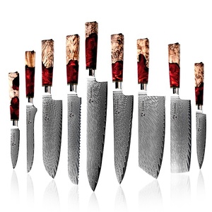 سكين طاهٍ من الفولاذ الدمشقي من 67 طبقة، طقم سكاكين المطبخ فائقة الحدة للخضروات واللحوم مع مقبض من الراتينج - Product Image 5