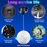 Moteur de boule disco de 20 cm/7,87 pouces, 30 cm/11,81 pouces avec télécommande, rotateur à vitesse réglable suspendu pour boule à facettes, mariage, fête, DJ