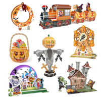 HTL Vente en gros de puzzles en papier 3D, décoration d'Halloween et de Noël, jouet éducatif DIY, assemblage pour enfants, château fantôme, modèle d'arbre de Noël