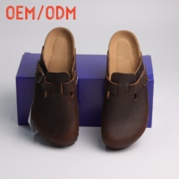 Clogs Kulit Sapi Asli Bken Cow Suede, Model Tertutup, Alas Kaki Anatomis dari Gabus, Logo Custom, Harga Grosir, Produsen Terverifikasi