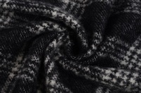 Manteau de fourrure long à carreaux mélangés en mohair et laine en tissu de laine