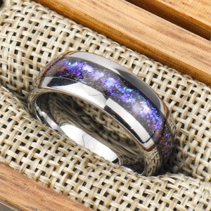 Poya thiên hà Tinh Vân Thiên Thạch ban nhạc màu tím sa thạch vonfram Nhẫn cưới 8mm Damascus mô hình Tinh Vân Vòng - Product Image 6