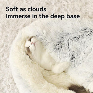 Schelp Hond Kat Bed Huis Voor Slaap Half Gesloten Rond Huisdier Nest Warm Pluche Kennel Pad Matten Kussenhoes Voor Honden Katten - Product Image 4