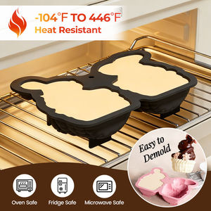 MUYULINS Factory Easter 2-Cavity Rabbit LFGB Platinum Grade Non-Stick Easy Release BPA-Free <b>Silicone</b> Mousse Cake Mold - Product Image 3