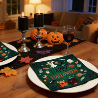 Serviettes carrées pour fête d'Halloween transfrontalière, imprimées couleur citrouille, 25 pièces, en pâte de bois vierge, personnalisables, pour décoration de fête