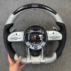 Volant en cuir perforé en fibre de carbone style LED pour <span class=keywords><strong>Mercedes</strong></span> Benz a B C E G S Class GLA GLB GLE W222 W447 EQA EQB <span class=keywords><strong>AMG</strong></span> - Product Image 2