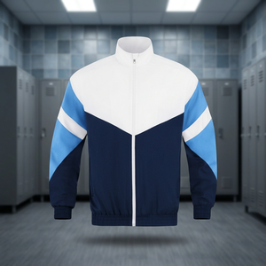 Men's Color Block Stand Collar Zipper <b>Racer</b> Track <b>Jacket</b> Breathable Sporty Polyester Spring - Product Image 4