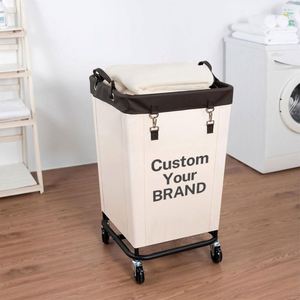 Panier à linge sur roulettes personnalisé avec logo, 70L, pliable, en tissu Oxford, bac de rangement pour la vente en gros - Product Image 1